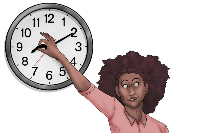The flexible hour (flexible hours) hand on the clock could be bent forwards or backwards to make it seem as if you can start and finish at different times.